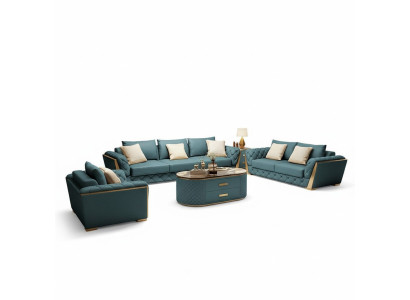 Skóra Designerska Sofa Kanapa Podkładka Ustawić 6-częściowa. Zestaw Obcios stolik kawowy