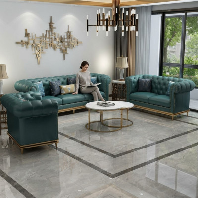 Skórzana sofa Chesterfield sofy kanapy sofa tapicerowana skórzana kanapa salon