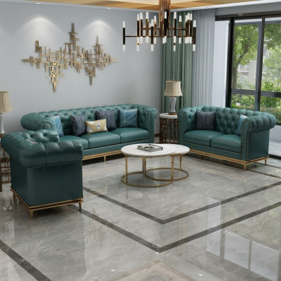 Skórzana sofa Chesterfield sofy kanapy sofa tapicerowana skórzana kanapa salon