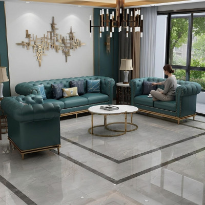 Chesterfield Zestaw sofowy Couch Podkładka Sofa 6-częściowa. Zestaw do salonu stoły