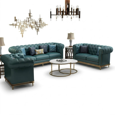 Chesterfield Zestaw sofowy Couch Podkładka Sofa 6-częściowa. Zestaw do salonu stoły