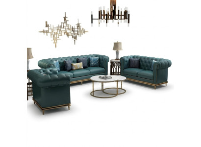 Chesterfield Zestaw sofowy Couch Podkładka Sofa 6-częściowa. Zestaw do salonu stoły