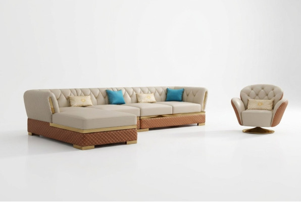 Sofa Ustawić Zestaw narożny Skórzana sofa Narożnikowa kanapa Podkładka Podkładka Couch Żywy krajobraz