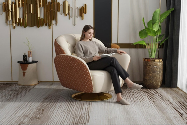 Fotel jednomiejscowy Relaks obrót o 360° Krzesło Podkładka skórzanaFotel Sofa Club