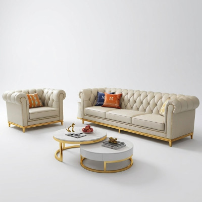 Design Żywy krajobraz Zestaw sofowy 3+1 miejsce do siedzenia skórzana sofa salonowa