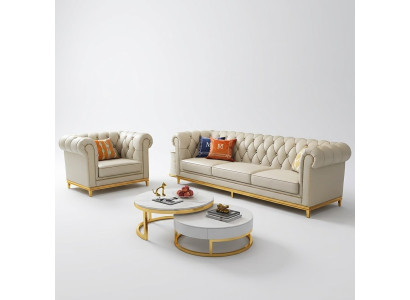 Design Żywy krajobraz Zestaw sofowy 3+1 miejsce do siedzenia skórzana sofa salonowa