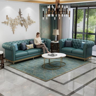 Zestaw sofowy 3+2 miejsce do siedzenia Skórzana sofa Nowoczesna sofa Designerska sofa New Chesterfield