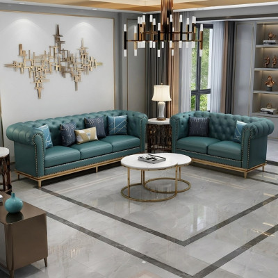 Zestaw sofowy 3+2 miejsce do siedzenia Skórzana sofa Nowoczesna sofa Designerska sofa New Chesterfield