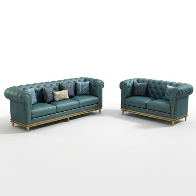 Zestaw sofowy 3+2 miejsce do siedzenia Skórzana sofa Nowoczesna sofa Designerska sofa New Chesterfield