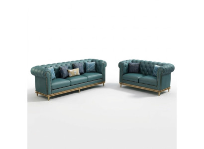 Zestaw sofowy 3+2 miejsce do siedzenia Skórzana sofa Nowoczesna sofa Designerska sofa New Chesterfield