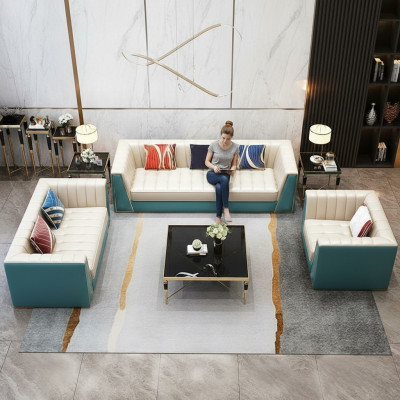 Skórzana sofa sofa kanapa Podkładka 321 miejsce do siedzenia stolik kawowy 2x Stolik 6-częściowy. Nowy