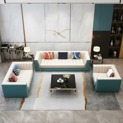 Skórzana sofa sofa kanapa Podkładka 321 miejsce do siedzenia stolik kawowy 2x Stolik 6-częściowy. Nowy