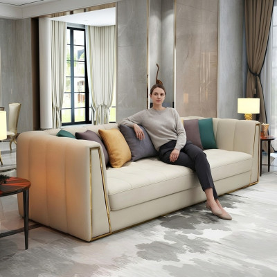 Trzyosobowa sofa Żywy krajobraz Nowoczesna sofa 3 miejsce do siedzenia skórzana sofa designerska