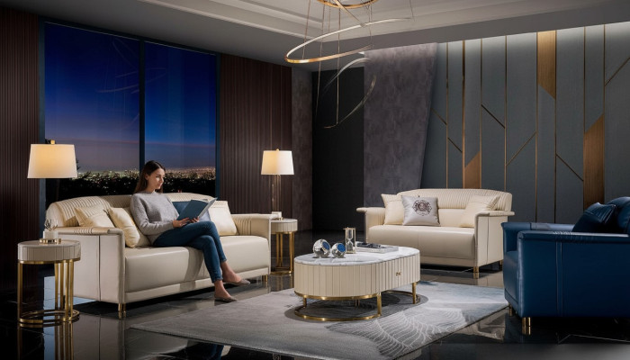 Designerska sofa do salonu Zestaw sofowy 3+2+1 miejsce do siedzenia skórzana sofa nowoczesna
