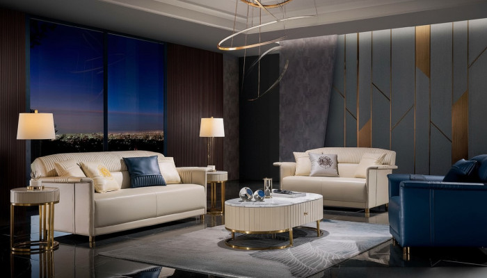Designerska sofa do salonu Zestaw sofowy 3+2+1 miejsce do siedzenia skórzana sofa nowoczesna
