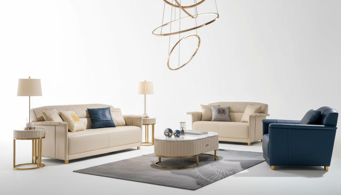 Designerska sofa do salonu Zestaw sofowy 3+2+1 miejsce do siedzenia skórzana sofa nowoczesna