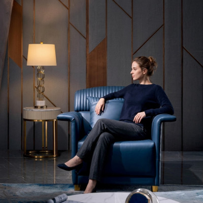 Klasyczna designerska sofa jednoosobowa Skóra Loung Club Polser Fotel Relaks