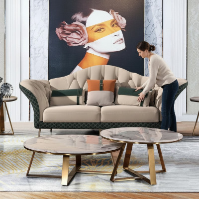 Designerska Sofa Obcios Sofa Podkładka Ustawić 6-częściowa. Zestaw Skóra stolik kawowy