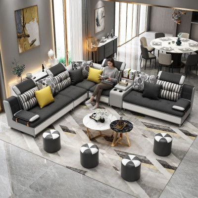 Narożnikowa kanapa Nowoczesna sofa L Shape Sofa skórzana Podkładka Żywy krajobraz Design Kanapy Nowość