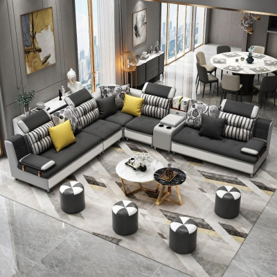 Narożnikowa kanapa Nowoczesna sofa L Shape Sofa skórzana Podkładka Żywy krajobraz Design Kanapy Nowość