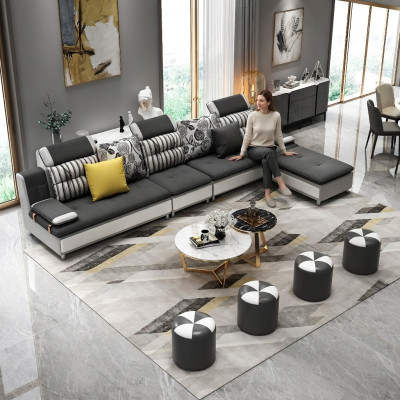 Żywy krajobraz Narożnikowa kanapa L-shape Nowoczesna sofa Sofa skórzana Narożnikowa kanapa Podkładka