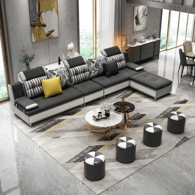 Żywy krajobraz Narożnikowa kanapa L-shape Nowoczesna sofa Sofa skórzana Narożnikowa kanapa Podkładka