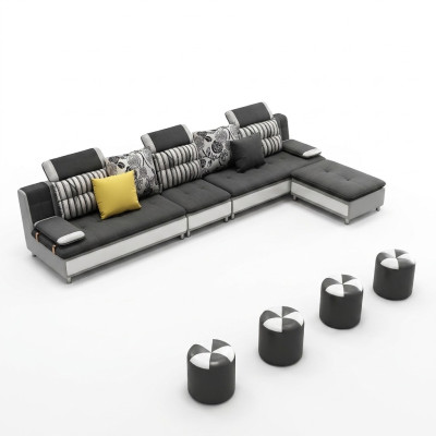 Żywy krajobraz Narożnikowa kanapa L-shape Nowoczesna sofa Sofa skórzana Narożnikowa kanapa Podkładka