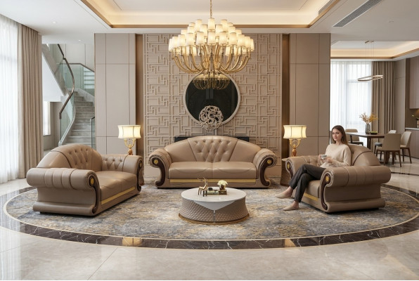 Sofa Chesterfield Klasyczna Sofa Ustawić Zestawy Kanapy 3-częściowe Podkładki na Siedzisko