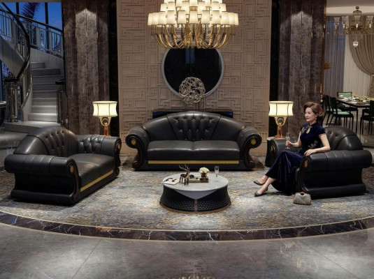 Chesterfield Zestaw sofowy komplet sofa 6-częściowa poduszka na siedzisko Stolik Tabela