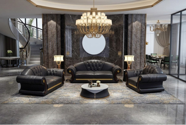 Chesterfield Zestaw sofowy komplet sofa 6-częściowa poduszka na siedzisko Stolik Tabela