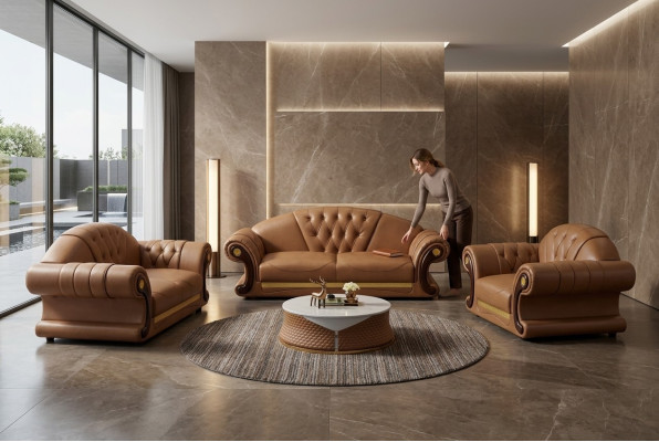 Chesterfield Sofa Kanapa Podkładka Kanapa 3-osobowa Kanapa Dekoracja Podkładka Skóra Nowość