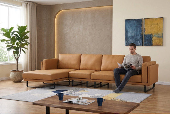 Narożnik Design Narożnikowa kanapa Meble do Salonu Nowoczesna Skórzana Kanapa Tapicerowana