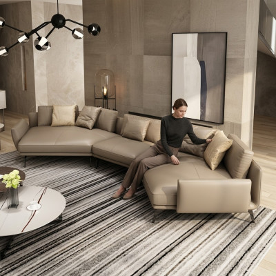 Nowoczesna sofa Narożnikowa kanapa Kształt U Meble tapicerowane salon skórzana sofa Narożnikowa kanapa