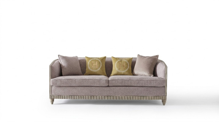Meble w stylu włoskim Sofa trzyosobowa kanapa Podkładka Sofy Drewno Włókienniczy