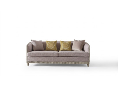 Meble w stylu włoskim Sofa trzyosobowa kanapa Podkładka Sofy Drewno Włókienniczy