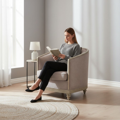 Salon Luksusowy Fotel Hotel Podkładka Dekoracja Nowoczesna Jednoosobowa Designerska Szara