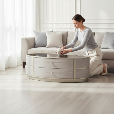 Owalny stolik kawowy luksusowa sofa boczna stoły drewniany stolik Dubai luksusowy hotel