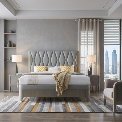 Zestaw Sypialnia Łóżko Stolik nocny Design Modern Luxury bed Grupa