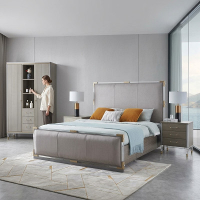 Luksusowa Sypialnia Meble Łóżko 2x Stolik nocny Zestaw łóżko dubai hotel Meble