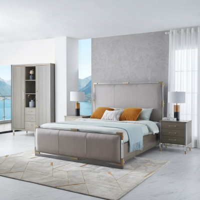 Luksusowa Sypialnia Meble Łóżko 2x Stolik nocny Zestaw łóżko dubai hotel Meble