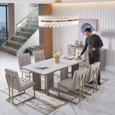 jadalnia Tabela Designer Luxury Meble Drewno stoły 180x90cm Salon
