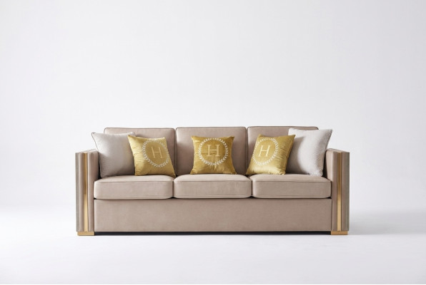 Trzyosobowy Materiał Salon Różowy Design Kanapy Sofa Sofy Aksamit xxl