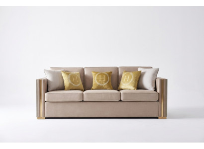 Trzyosobowy Materiał Salon Różowy Design Kanapy Sofa Sofy Aksamit xxl