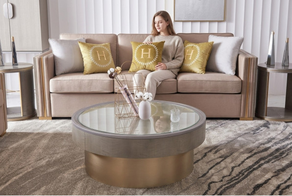Okrągły design stolik kawowy Szkło okrągły stolik boczny stoły Okrągły sofa