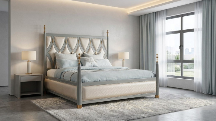 Luksusowe Meble Sypialnia Hotelowe łóżka Royal Gold Łóżko Drewno Łóżko 180x200cm