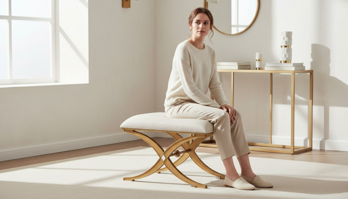 Design Stołek Ławka Luxury Meble Pufa Podnóżek Taboret Tapicerowany