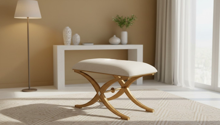 Design Stołek Ławka Luxury Meble Pufa Podnóżek Taboret Tapicerowany