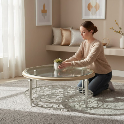 stolik kawowy Stolik szklany stolik do salonu designerski stół Meble Okrągłe