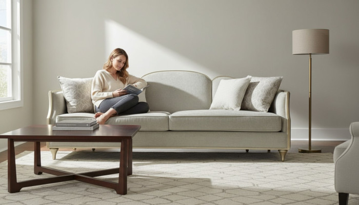Nowoczesna sofa Włókienniczy Fotel Zestaw sofowy 4+1+1 miejsce siedzące w salonie