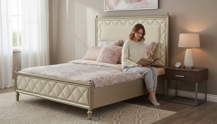 Sypialnia Classic Łóżko Hotelowe Double Łóżko Design Drewno Luxury
